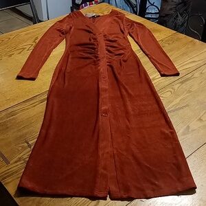 Area Stars Women's Dress XS NEW Maxi  Brown Rust Party Casual Long Sleeves